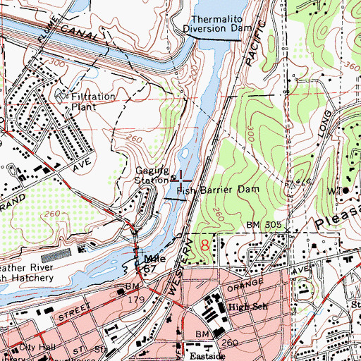 Topographic Map of Feather River Hatchery 1-047 Dam, CA