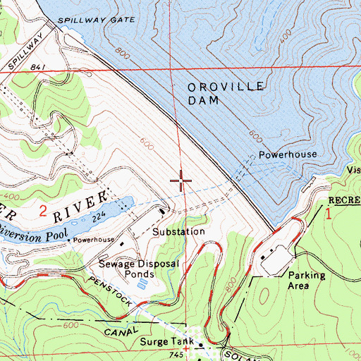 Topographic Map of Oroville 1-048 Dam, CA