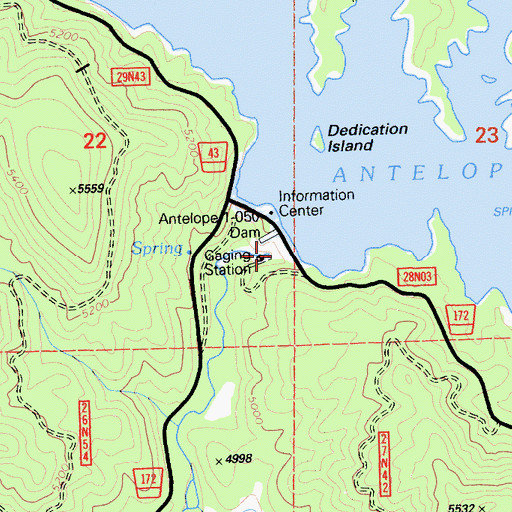 Topographic Map of Antelope 1-050 Dam, CA