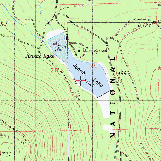 Topographic Map of Lake Juanita 1-053 Dam, CA