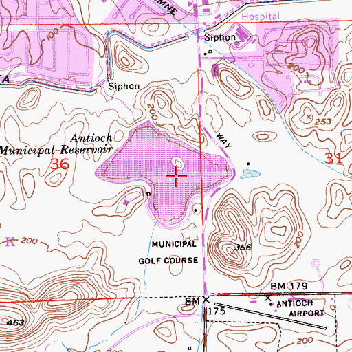 Topographic Map of Antioch Reservoir 3-000 Dam, CA