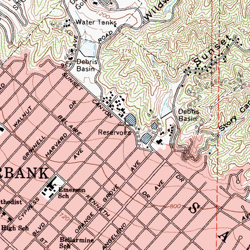 Topographic Map of Reservoir Number 1 4-004 Dam, CA