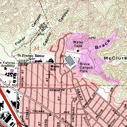 Topographic Map of Reservoir Number 5 4-007 Dam, CA