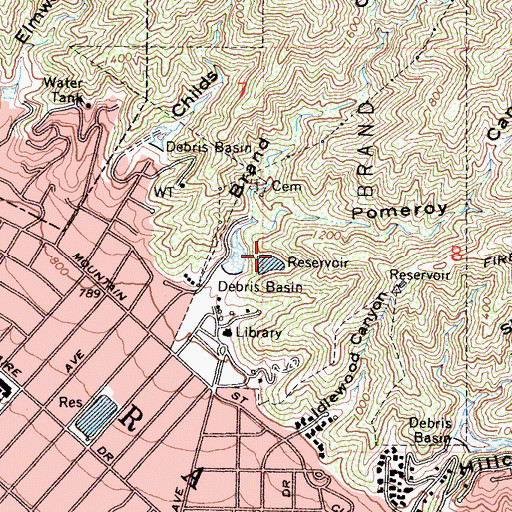 Topographic Map of Brand Park 5-000 Dam, CA
