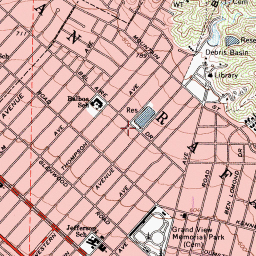 Topographic Map of 10th and Western 5-004 Dam, CA