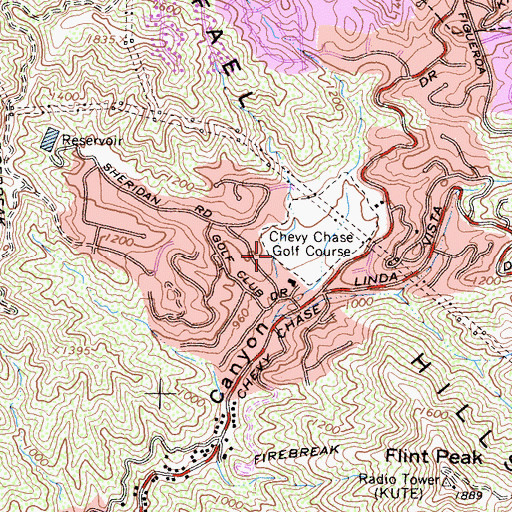 Topographic Map of Chevy Chase 5-005 Dam, CA