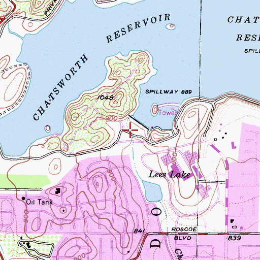 Topographic Map of Chatsworth 6-004 Dam, CA