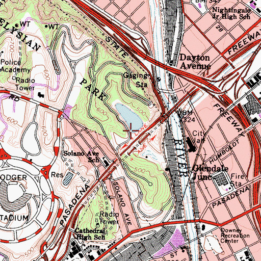 Topographic Map of Elysian 6-006 Dam, CA