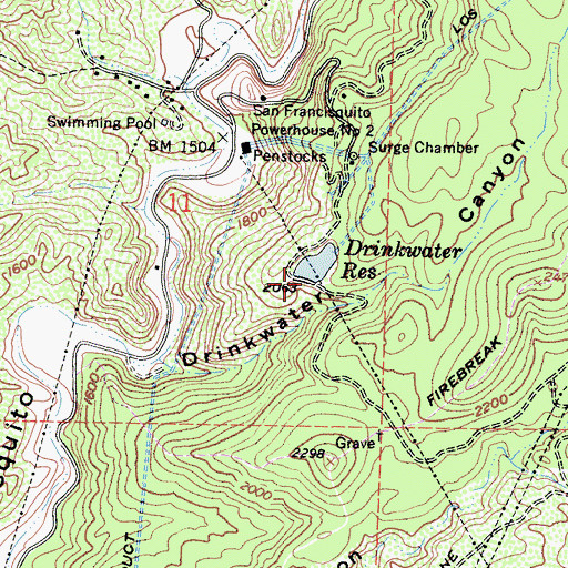 Topographic Map of Drinkwater 6-016 Dam, CA