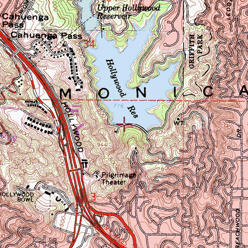 Topographic Map of Mulholland 6-017 Dam, CA