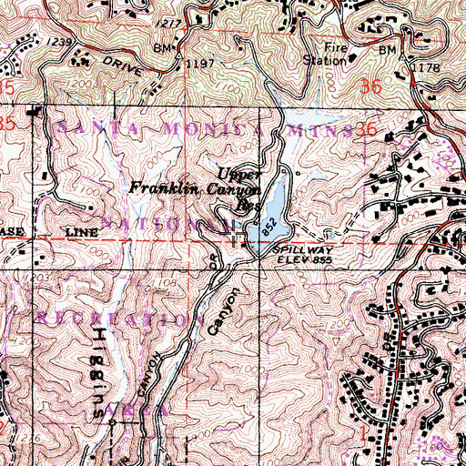 Topographic Map of Upper Franklin 6-027 Dam, CA
