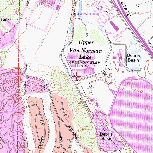 Topographic Map of Upper San Fernando 6-028 Dam, CA