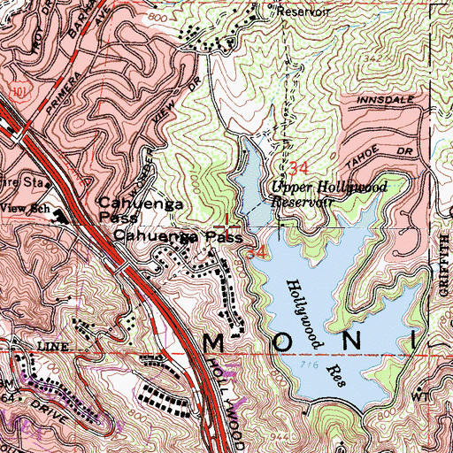 Topographic Map of Upper Hollywood 6-029 Dam, CA