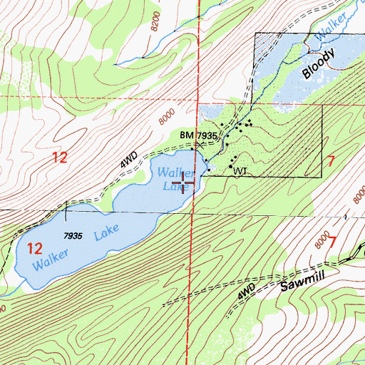 Topographic Map of Walker Lake 6-035 Dam, CA