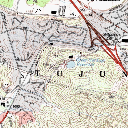 Topographic Map of Green Verdugo 6-043 Dam, CA