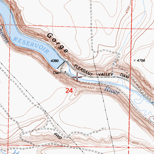 Topographic Map of Pleasant Valley 6-045 Dam, CA