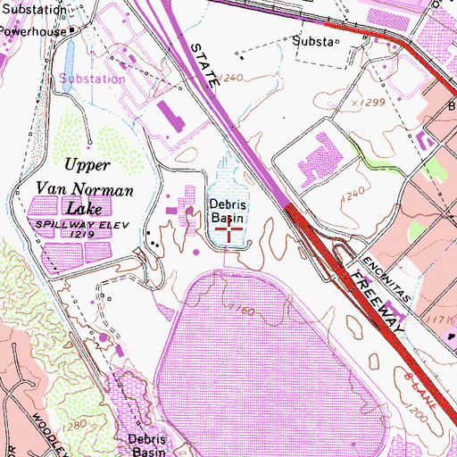 Topographic Map of Yarnell Debris Basin 6-046 Dam, CA