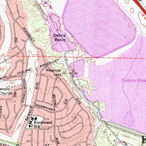 Topographic Map of Lower Van Norman Bypass 6-048 Dam, CA