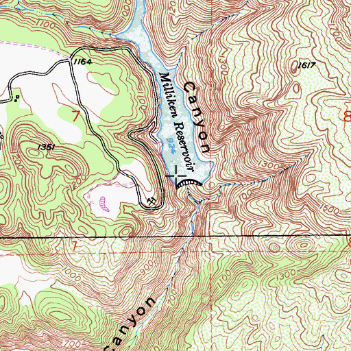 Topographic Map of Milliken 7 Dam, CA