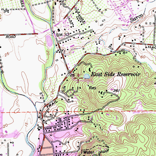 Topographic Map of Old Waterworks 7-002 Dam, CA