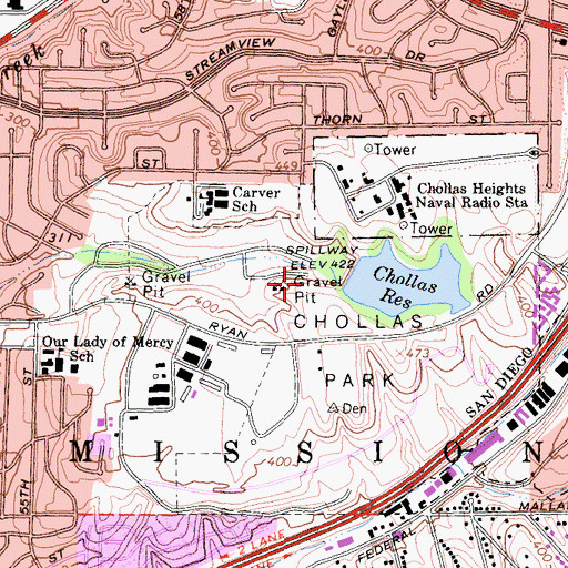 Topographic Map of Chollas 8-002 Dam, CA
