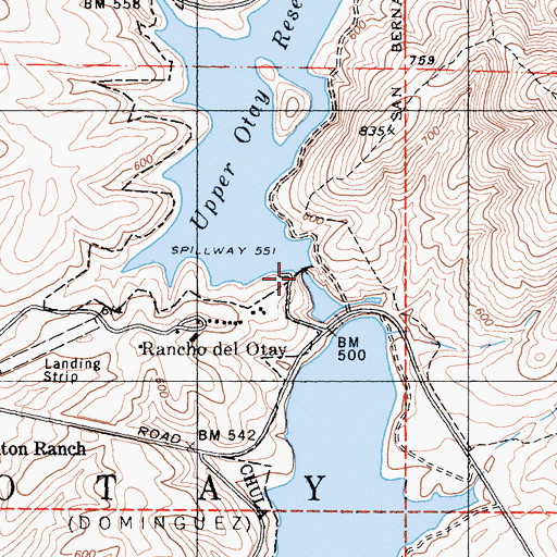 Topographic Map of Upper Otay 8-008 Dam, CA