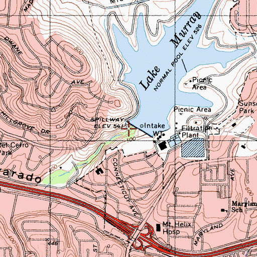 Topographic Map of Murray 8-012 Dam, CA