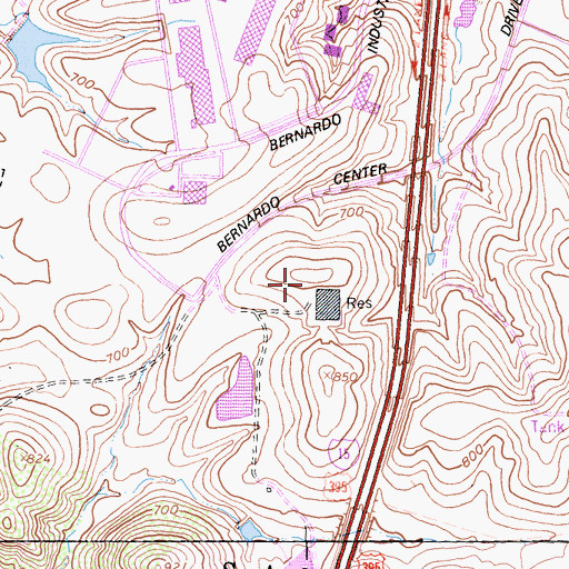 Topographic Map of Bernardo Reservoir 8-014 Dam, CA