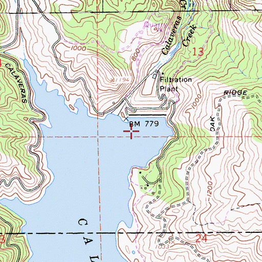 Topographic Map of Calaveras 10 Dam, CA
