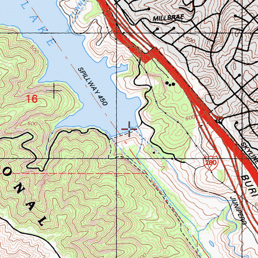 Topographic Map of San Andreas 10-010 Dam, CA