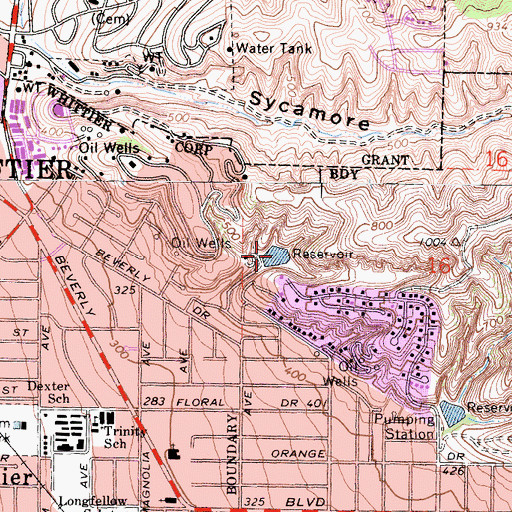 Topographic Map of Hoover Reservoir, CA
