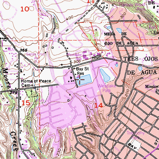 Topographic Map of Bay Street Reservoir 23-003 Dam, CA