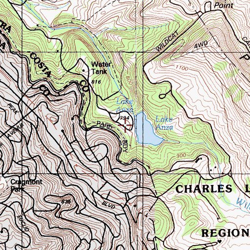 Topographic Map of C L Tilden Park 29-002 Dam, CA