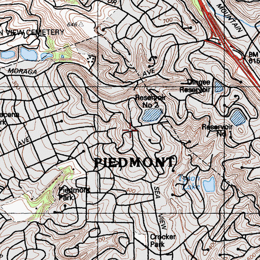 Topographic Map of Piedmont 31-011 Dam, CA