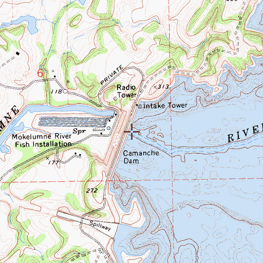 Topographic Map of Camanche 31-016 Dam, CA