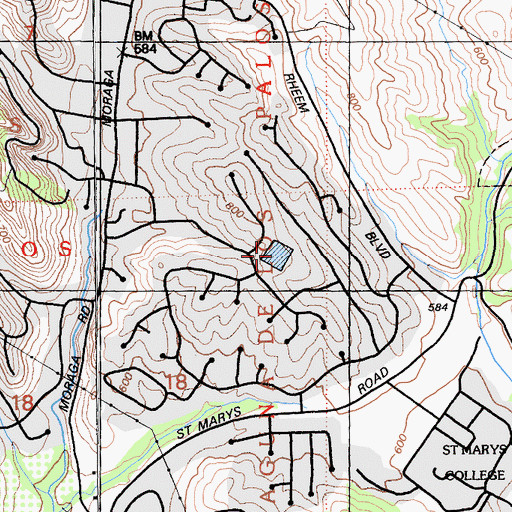 Topographic Map of Moraga 31-022 Dam, CA