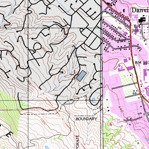 Topographic Map of Danville 31-028 Dam, CA