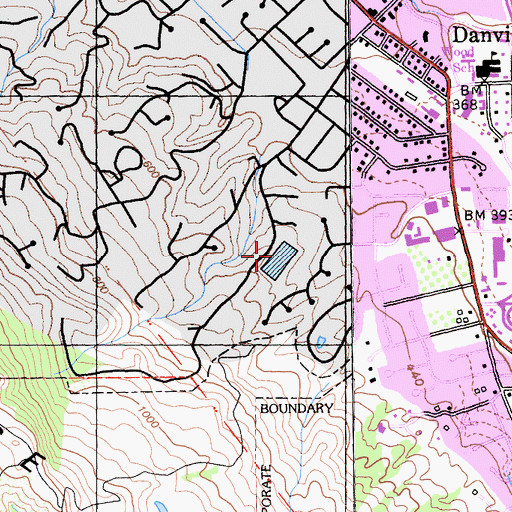 Topographic Map of Danville 31-028 Dam, CA