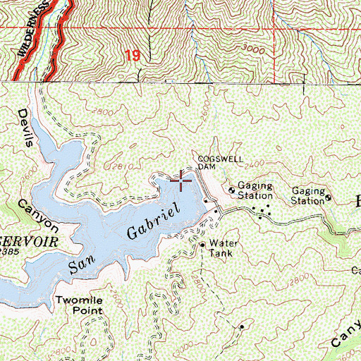 Topographic Map of Cogswell 32-005 Dam, CA