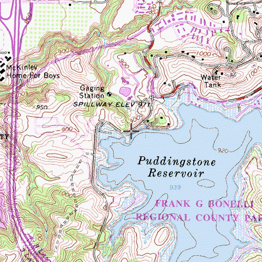 Topographic Map of Puddingstone 32-009 Dam, CA