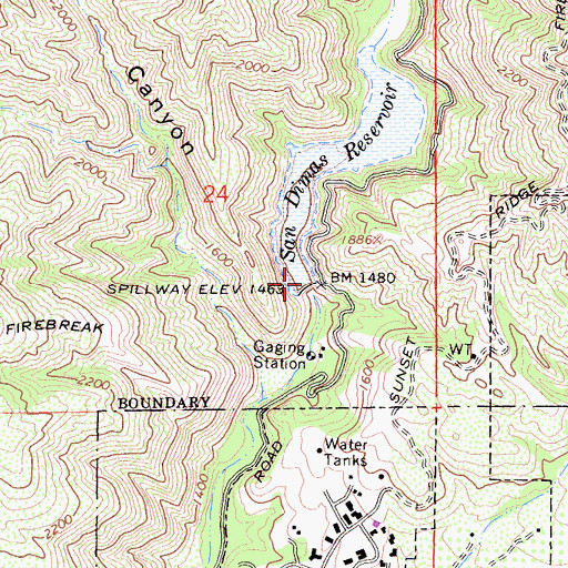 Topographic Map of San Dimas 32-010 Dam, CA
