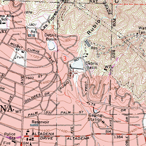 Topographic Map of Rubio Diversion Debris 32-021 Dam, CA