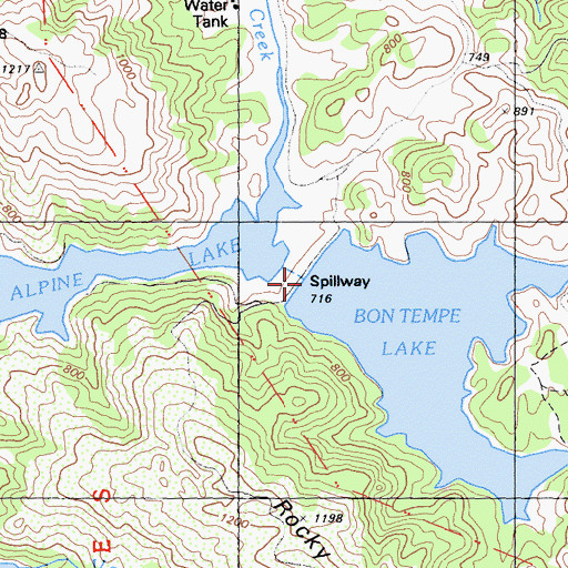 Topographic Map of Bon Tempe 33-006 Dam, CA