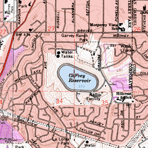 Topographic Map of Garvey 35-006 Dam, CA