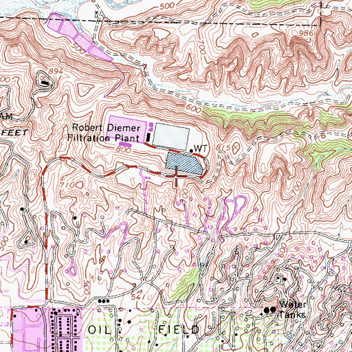 Topographic Map of Diemer Reservoir 35-010 Dam, CA