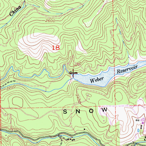 Topographic Map of Webber 53-000 Dam, CA