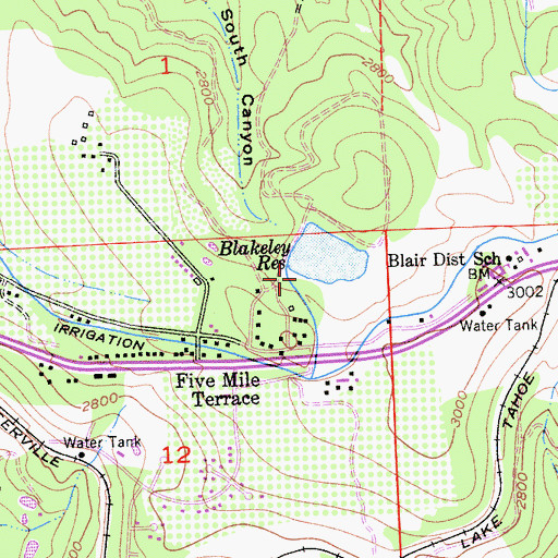 Topographic Map of Blakely 53-002 Dam, CA