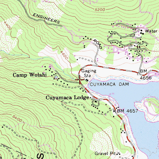 Topographic Map of Cuyamaca 56-000 Dam, CA