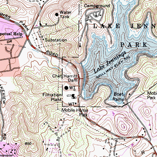 Topographic Map of Chet Harritt 56-009 Dam, CA