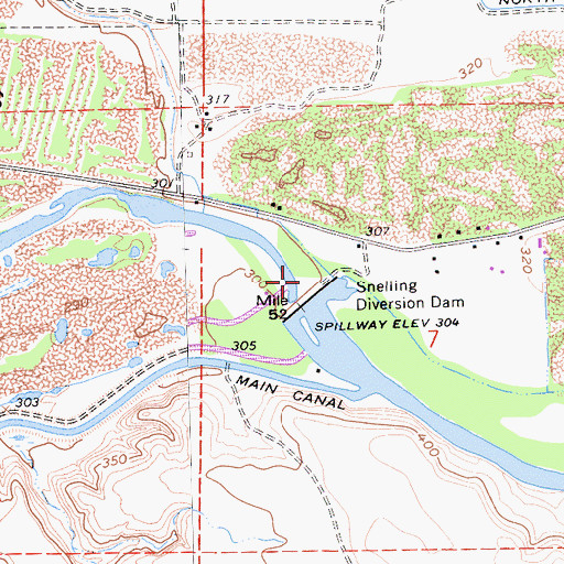 Topographic Map of Crocker Diversion 58-000 Dam, CA